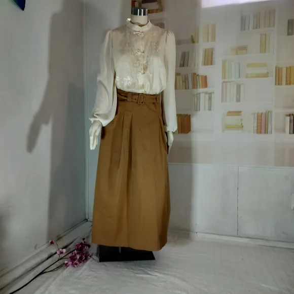 Worthington Camel Brown High-Waist Belted Maxi Skirt - Picture 2 of 5